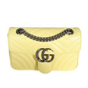 Gucci Pastel Yellow Matelass√© Leather GG Marmont Mini Bag